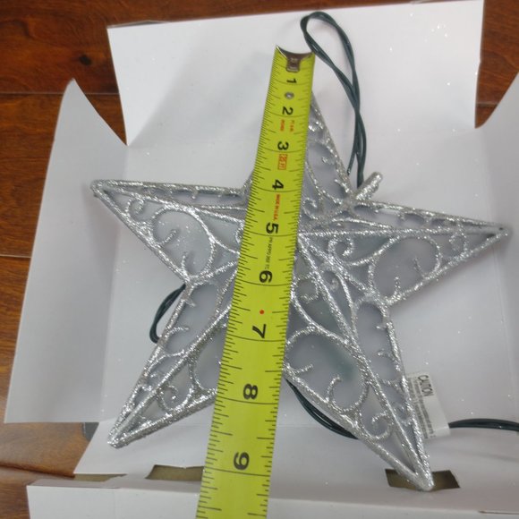 Lighted Silver Star 9" Christmas Tree Topper Brand New - Picture 3 of 5